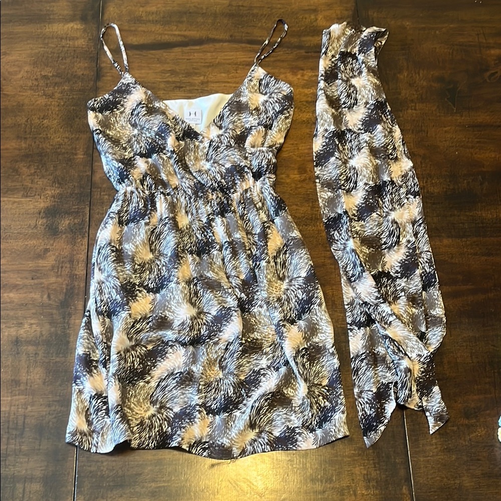 Halston Heritage Multicolor Patterned minidress with matching scarf